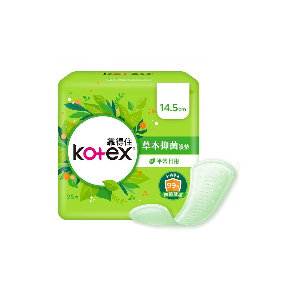 Kotex 靠得住 草本抑菌瞬吸護墊 14.5cm 25片x2包x12串/箱