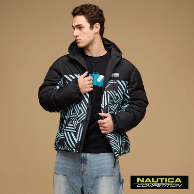 Nautica男裝 COMPETITION幾何連帽外套-黑色