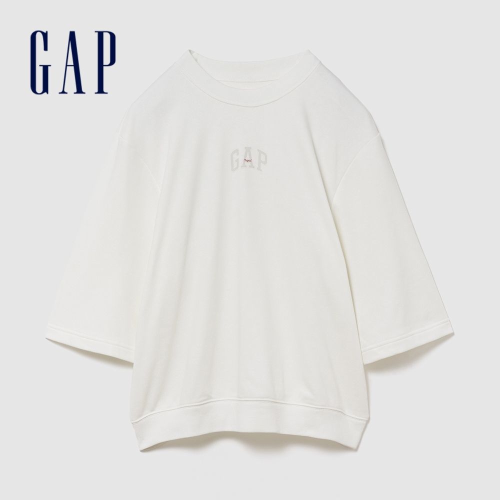 【GAP】寬版 Gap LOGO 法式毛圈布T恤-新款米白(894498) (新款米白)