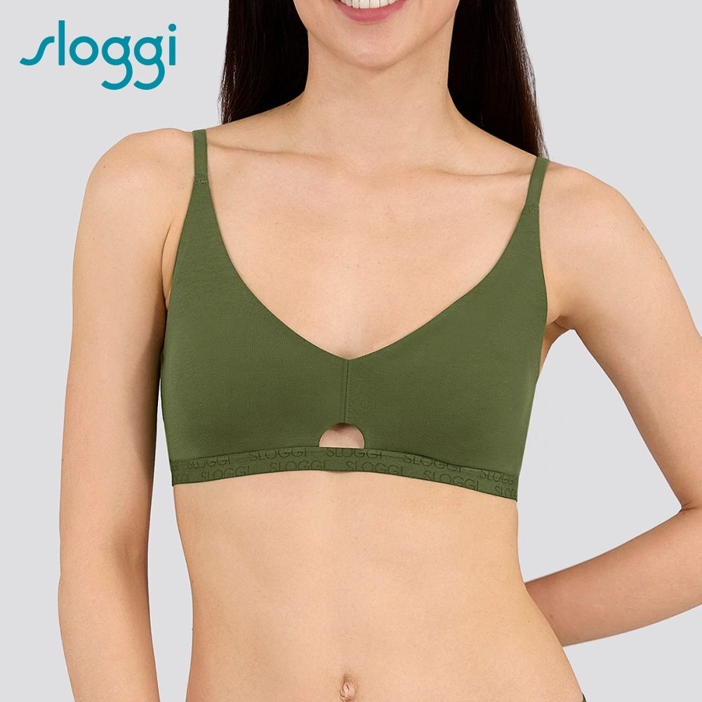sloggi-GO VIVID EVERYDAY 有機棉系列 深V鏤空無鋼圈內衣 千歲綠