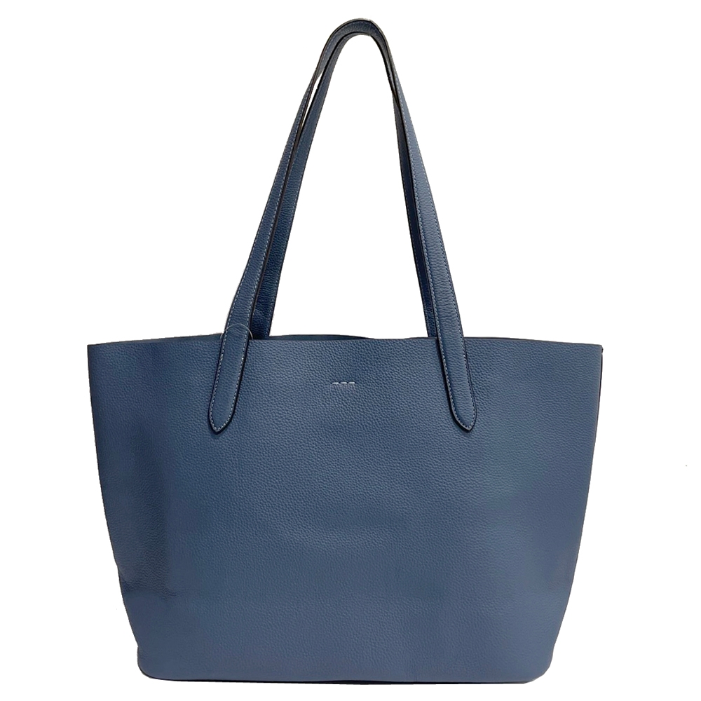 COACH 大LOGO軟牛皮肩背大托特包(灰暮藍) | COACH | Yahoo購物中心