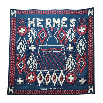 【Hermes 愛馬仕 】Kelly en Perles大方巾/領巾-65X65cm