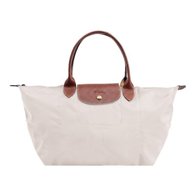 LONGCHAMP LE PLIAGE系列再生尼龍寬版摺疊肩背/手提水餃包(大/白紙)