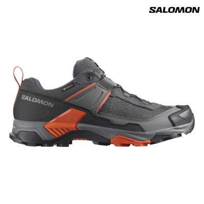 【Salomon索羅門】X ULTRA 5 GORE-TEX 男款 防水 低筒登山鞋 瀝灰/堡岩灰/煅赭石