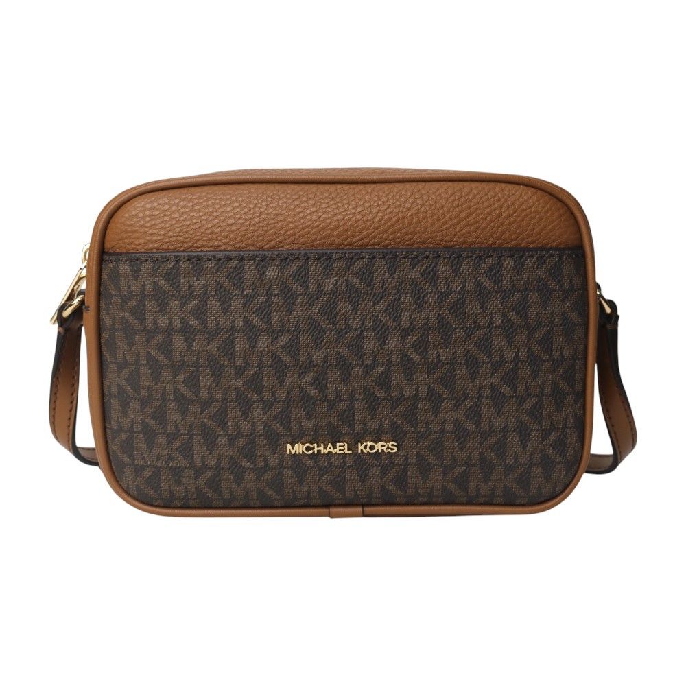 MICHAEL KORS 防刮拚接皮革mini斜背相機包(咖x駝)