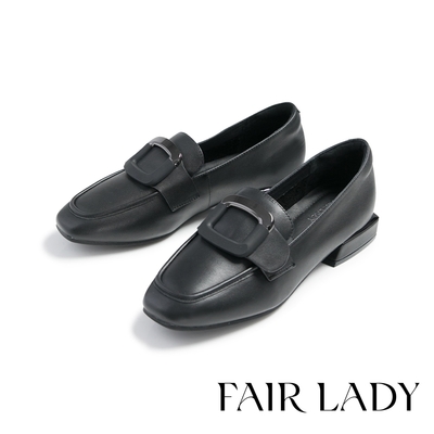 FAIR LADY 芯太軟 英倫紳士方框低跟樂福鞋 黑 (5B2933)