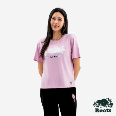Roots 女裝- HERITAGE BEAVER CANADA 短袖上衣-淡粉紫