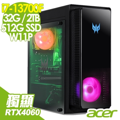 Acer 宏碁 Acer Predator Orion PO3-650 電競電腦 (i7-13700F/32G/2TB+512G SSD/RTX4060-8G/W11P)