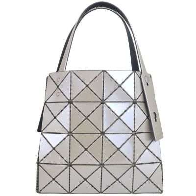 ISSEY MIYAKE 三宅一生 BAOBAO 金屬米灰色三角格4x4手提/肩背包