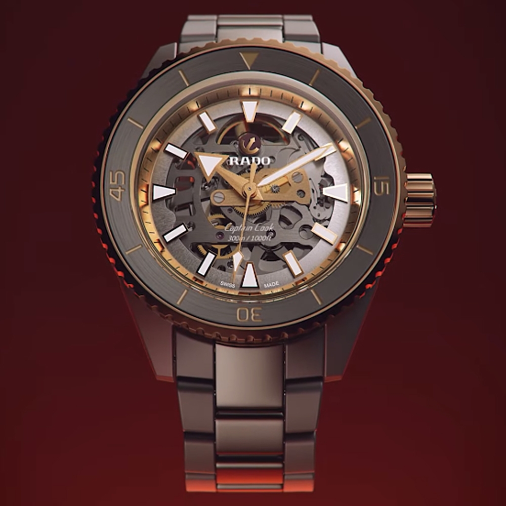Rado 雷達表Captain Cook 庫克船長高科技陶瓷鏤空腕錶-43mm R05