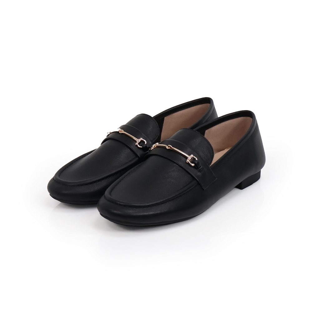 viina素面馬銜扣真皮樂福鞋-黑 (viina)