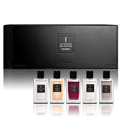 YSL 時尚訂製香水精巧香氛禮盒 7.5MLX5入 (黑色皮衣+透膚襯衫+墨染繆思+煙管褲裝+絲緞領結)