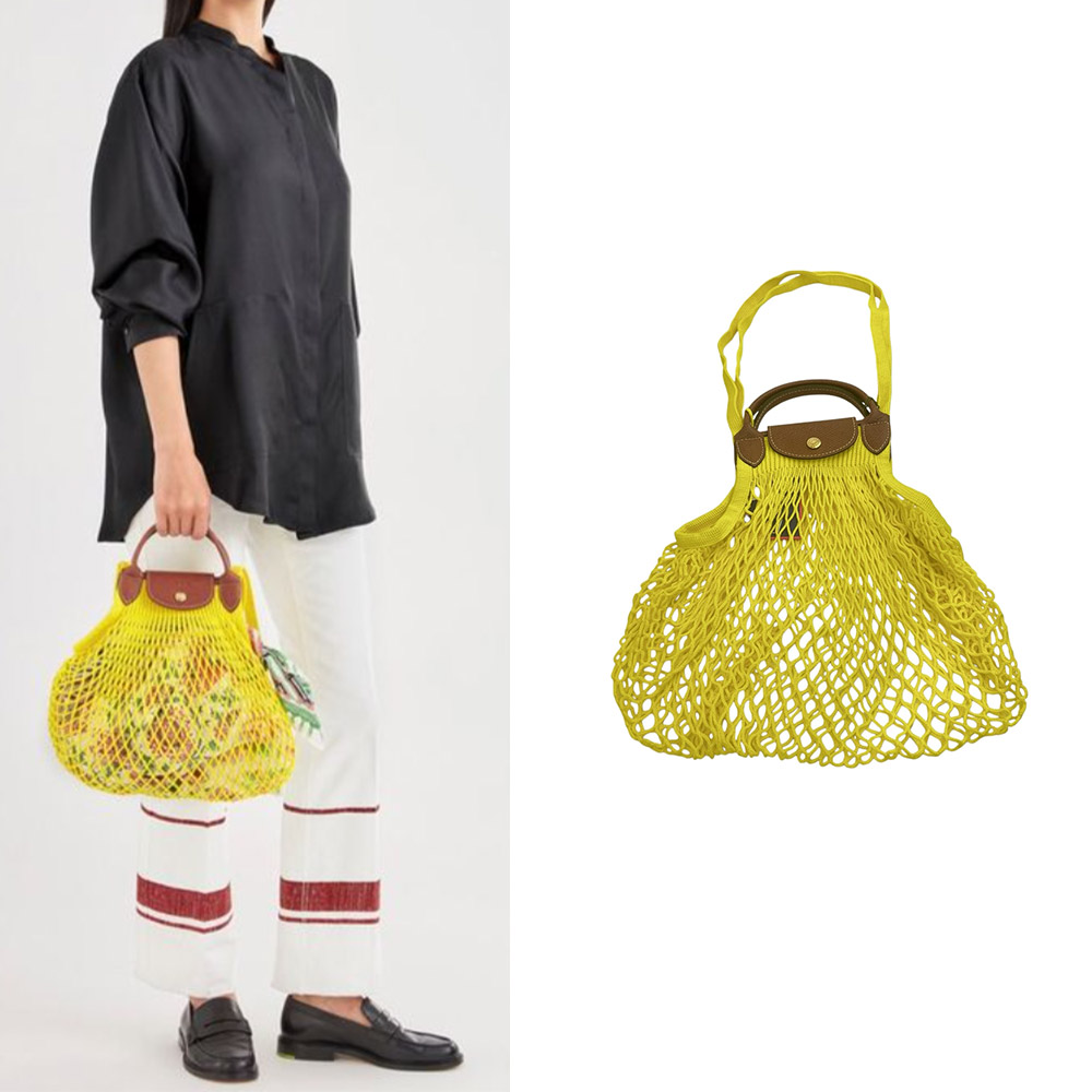 LONGCHAMP  le pliage filet漁網肩背袋(黃色)