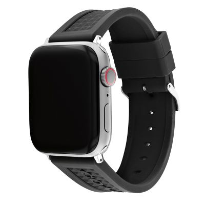 COACH Apple Watch 錶帶 42/44/45mm適用 品牌logo 矽膠錶帶 寵愛媽媽 送禮推薦-黑色(不含手錶)