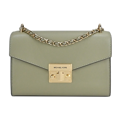 MK MICHAEL KORS ROSE荔枝紋鏈帶肩/斜背包-中/綠