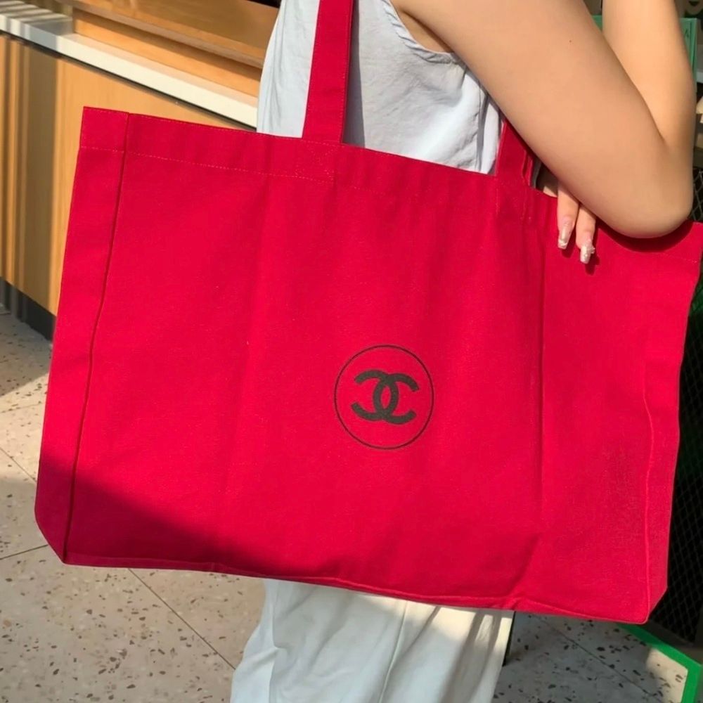 CHANEL N°1 經典紅帆布托特包大容量購物袋法國製| 肩背包/購物包