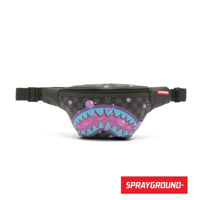 SPRAYGROUND-紫色泡泡鋸齒鯊腰包-黑色