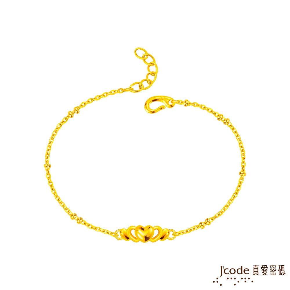 J'code真愛密碼金飾 心漾硬金手鍊-小