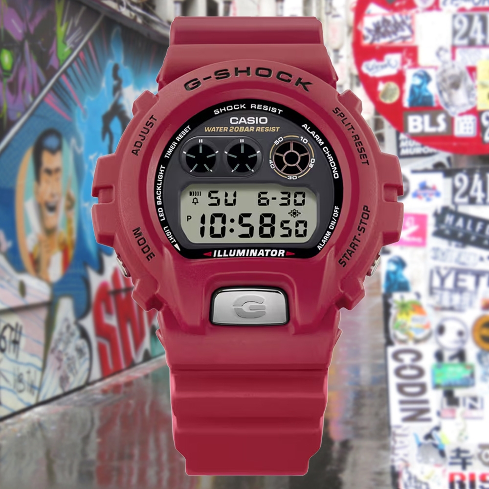 CASIO 卡西歐G-SHOCK 經典6900系列30周年數位電子錶-紅色DW-6900TR-4
