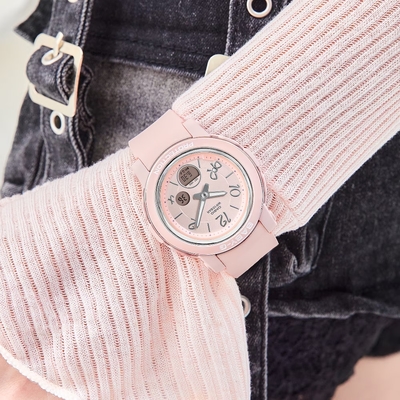 CASIO卡西歐 BABY-G BGA-290RA-4A 緞帶時標雙顯腕錶 粉 41.5mm