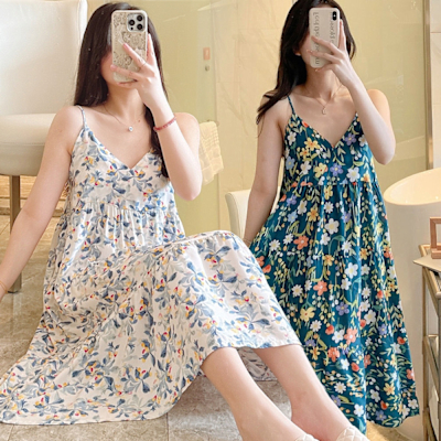 Sleeping Beauty 仙女花系涼感吊帶居家睡裙-多色可選