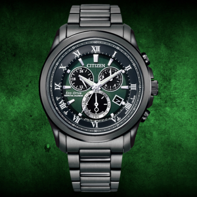 CITIZEN星辰 Gents BL5547-89X Eco-Drive 萬年曆光動能紳士腕錶/綠面43mm