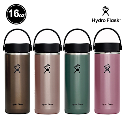 Hydro Flask 官方旗艦 16oz/473ml 寬口 輕量 提環 真空 保溫瓶 曜石黑 珊瑚橘 龍紋綠 寶石紅
