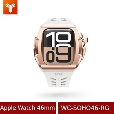【Y24】 Apple Watch 46mm 不鏽鋼防水保護殼 WC-SOHO46-RG 玫瑰金/白