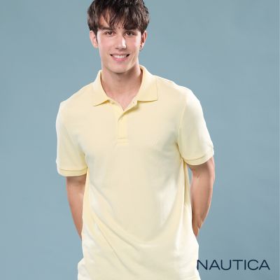 Nautica 官方旗艦 男裝 翻領修身Polo衫-淡黃色