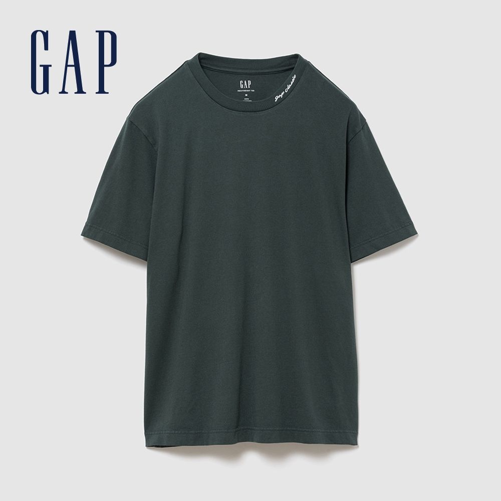 【GAP】重磅 Gap Logo 寬鬆短版T恤-深墨綠(895170) (深墨綠)