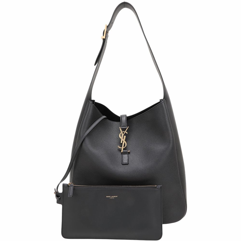 YSL Saint Laurent Le 5a7 大款 附可拆萬用包 小牛皮肩背包(黑色)