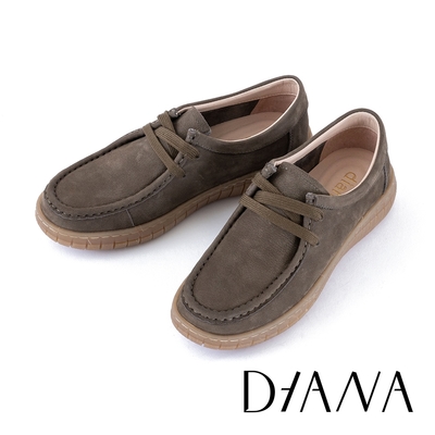 DIANA 簡約百搭樂福厚底休閒鞋-綠色