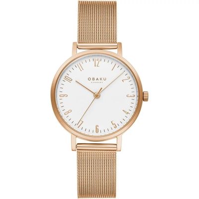 OBAKU 城市探索淑女時尚腕錶-玫瑰金-V248LXVIMV-32mm