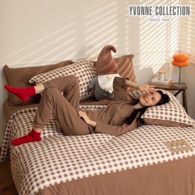 YVONNE 以旺傢飾 精靈格紋 加大被套+枕套組-可可棕