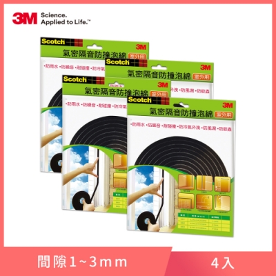 【3M】8801 SCOTCH氣密隔音防撞泡棉室外用(3.2x9.5x5150MM)-四入組