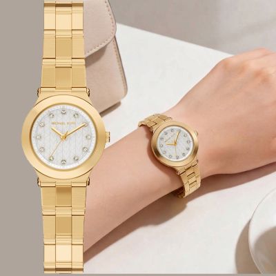 Michael Kors MK Petite Billie 優雅晶鑽小錶徑女錶 周年慶獻禮 送禮推薦-白x金/26mm MK7567