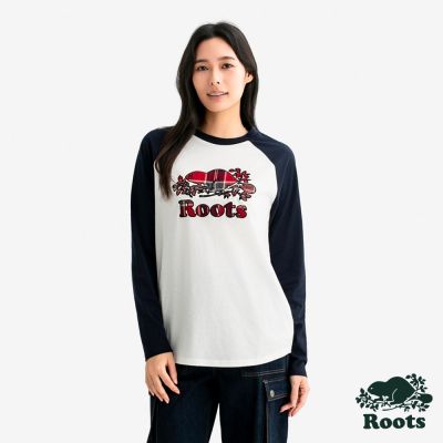 Roots女裝- COOPER PLAID 長袖上衣-胭脂紅