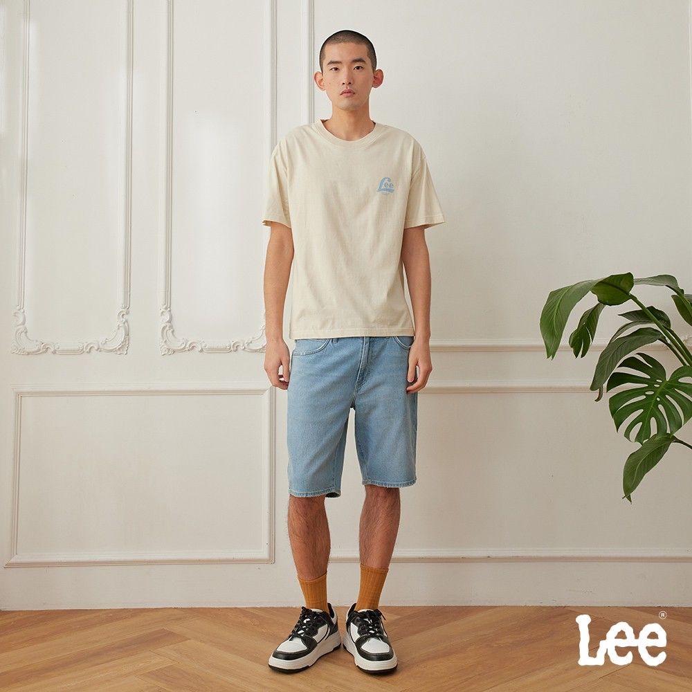 Lee 男女款 季節性版型 前後LEE LOGO短袖圓領TEE 三色 (米白)