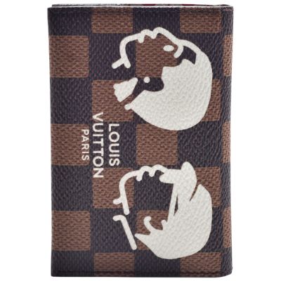 LOUIS VUITTON路易威登 LV  N40812聯名Pharrell Williams&SLIIM系列經典Damier Ebene帆布名片夾(棕色)