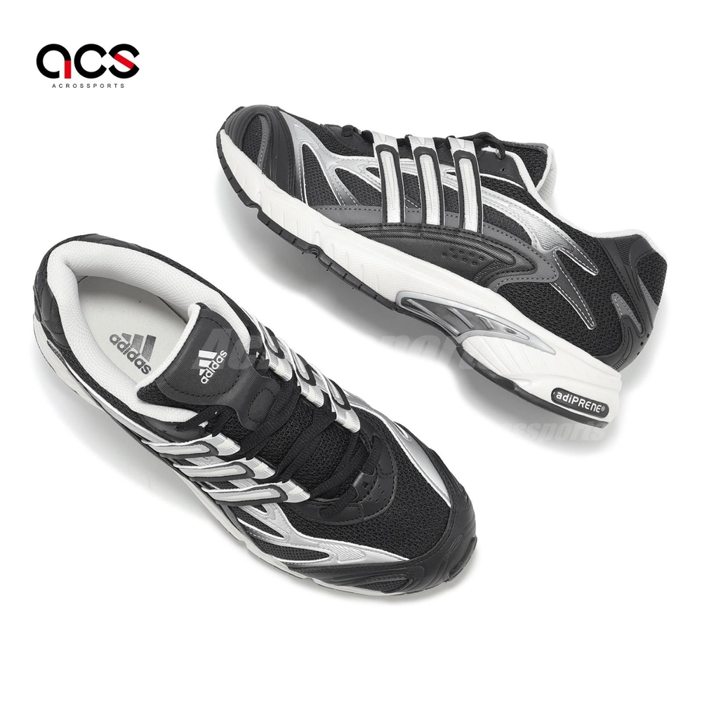adidas 休閒鞋Temper Run 2.0 男鞋黑白網布拼接復古運動鞋愛迪達IH0404 