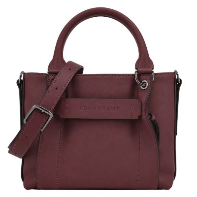 LONGCHAMP 3D系列小牛皮手提/斜背兩用包(小/酒紅)