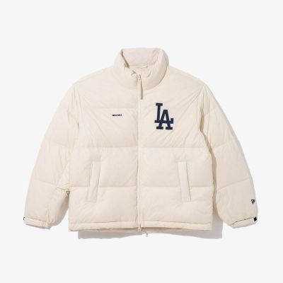 NEW ERA 男女 韓版外套 AP MLB Puffer Down DJ54 洛杉磯道奇 象牙白 NE14742025