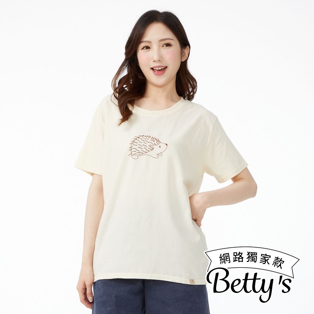 betty’s網路款　可愛刺猬前麻後棉上衣(共二色) (淺黃)