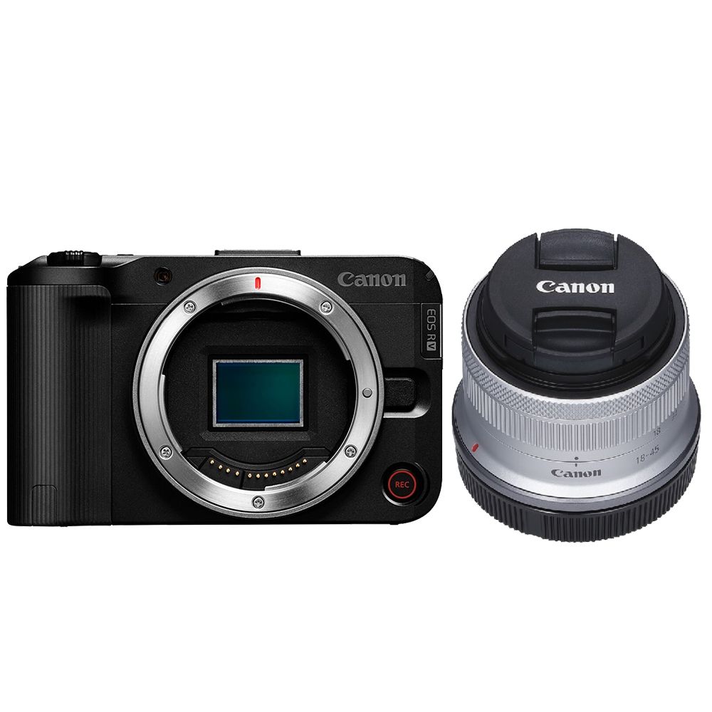 Canon EOS R50 V R50V 黑色機身+ RF-S 18-45mm IS STM 銀色鏡頭拆鏡白
