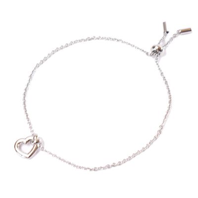 MICHAEL KORS Knotted Heart結心可調式手鍊禮盒-銀色