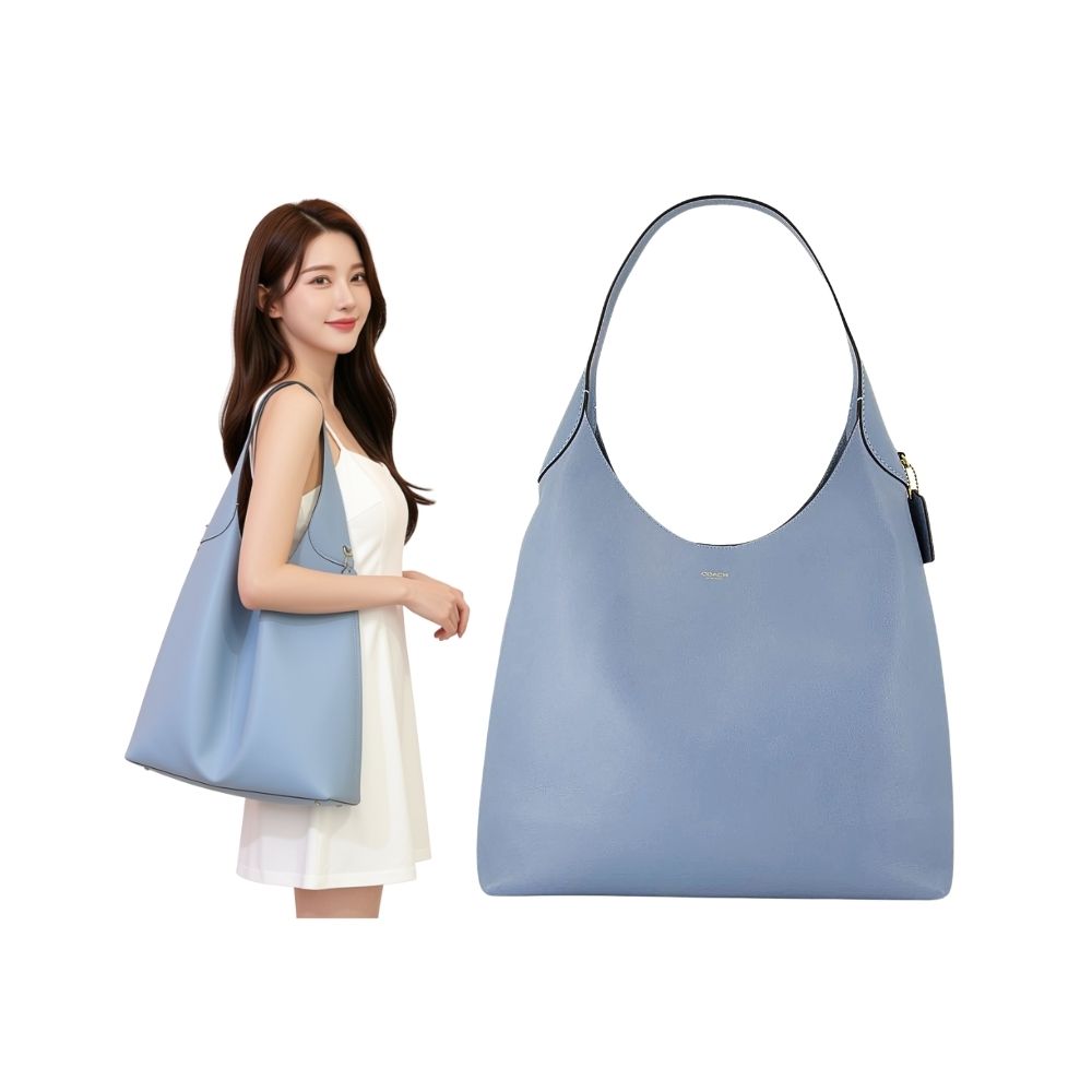 COACH BROOKLYN 39 蘭風鈴色圓弧開口梯形肩背包