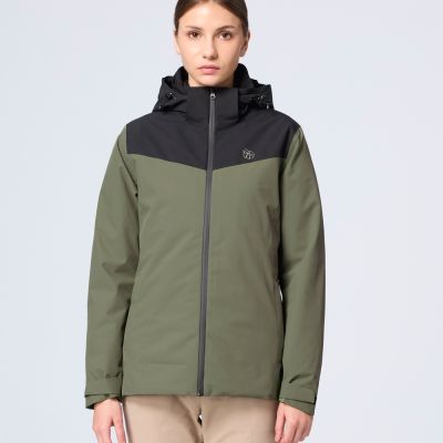 【WILDLAND荒野】女防水3in1+羽絨兩件式外套231龍紋綠