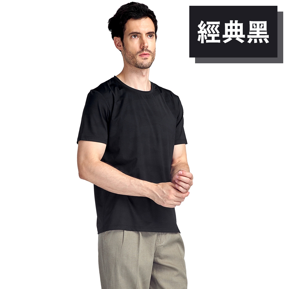 ZENO 涼感速乾圓領印花短袖T恤‧多款任選 (冰絲機能短袖上衣/舒適感T-Shirt) (印花款經典黑)