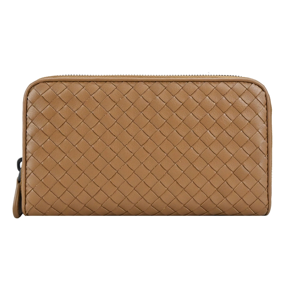 BOTTEGA VENETA 寶緹嘉   經典編織小牛皮對拉鍊長夾(棕色)