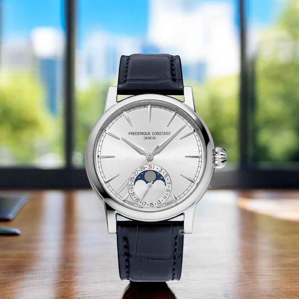 CONSTANT 康斯登 Manufacture 自製機芯三日鍊月相機械腕錶-40mm/FC-716S3H6